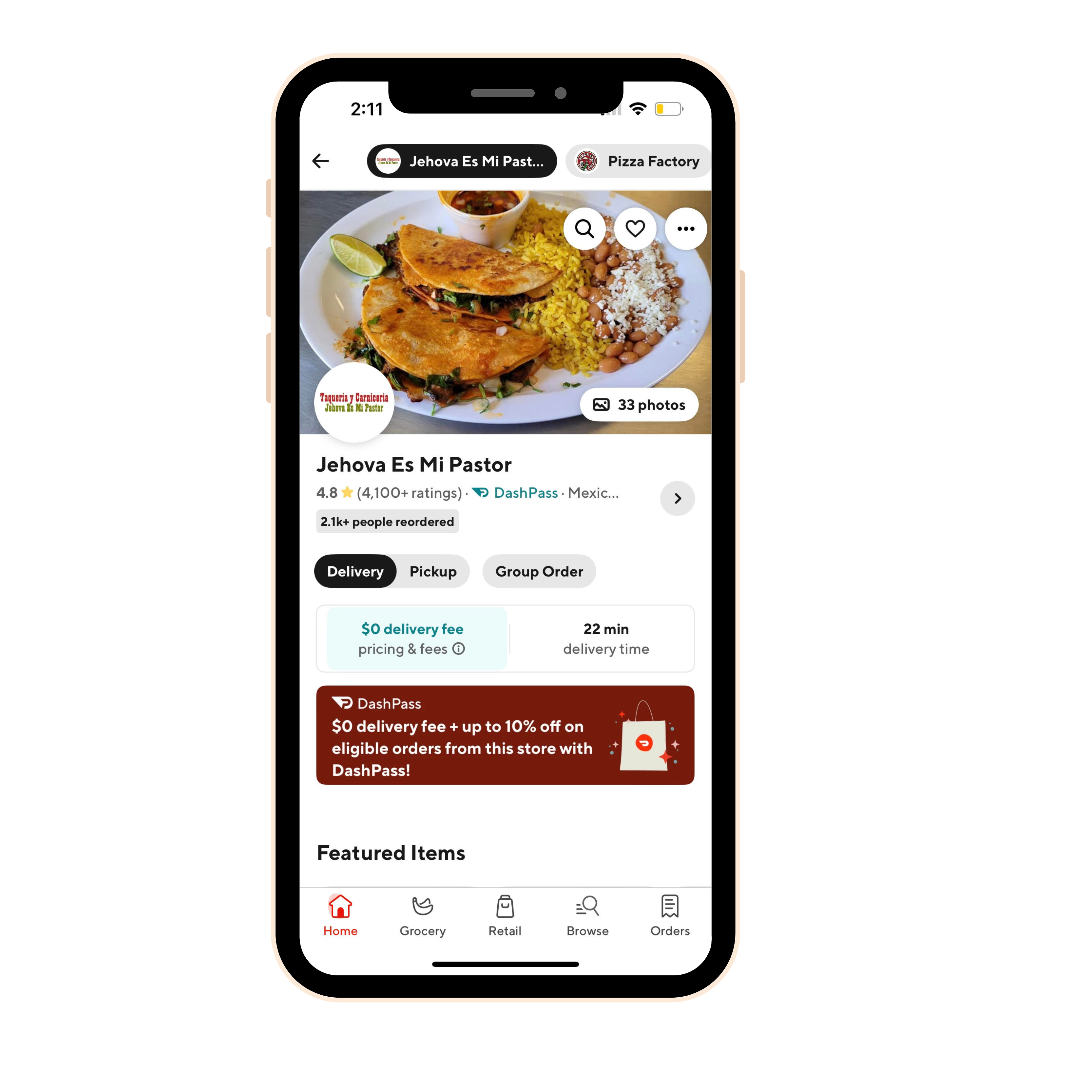 Order Jehova es mi Pastor through Doordash!